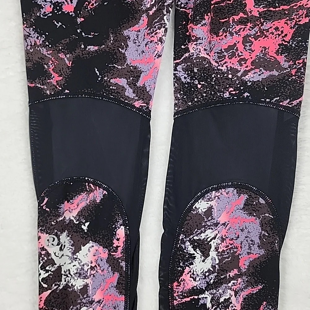 Lululemon Pink & Black Lightning Bloom Leggings